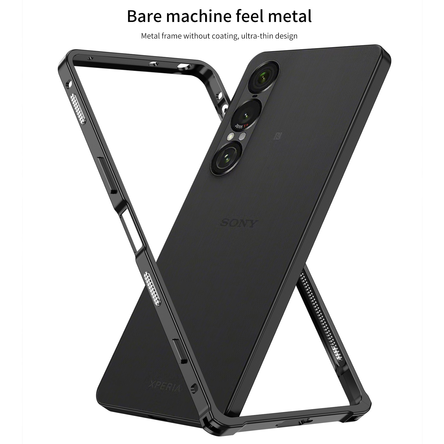 适用索尼Xperia1Vi海马扣边框壳Xperia1Vii金属手机壳Sony裸机感