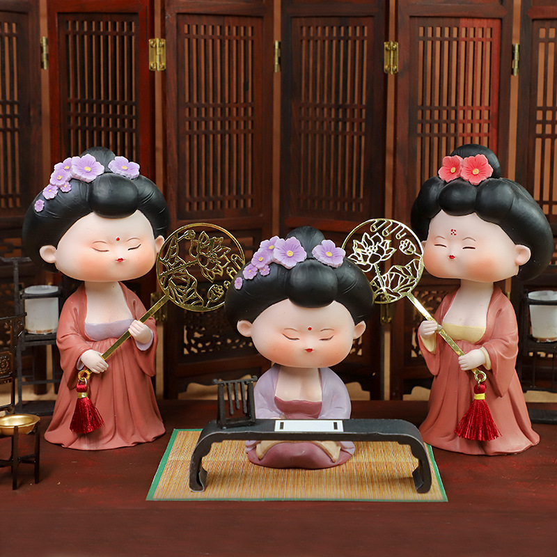 古风国潮唐朝仕女摆件家居装饰品树脂工艺品手办模型创意礼物批发