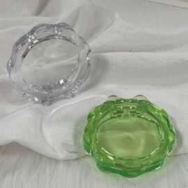 新款少女心小狮子不规则花边透明单格圆盘腮红粉饼盘化妆品包材厂
