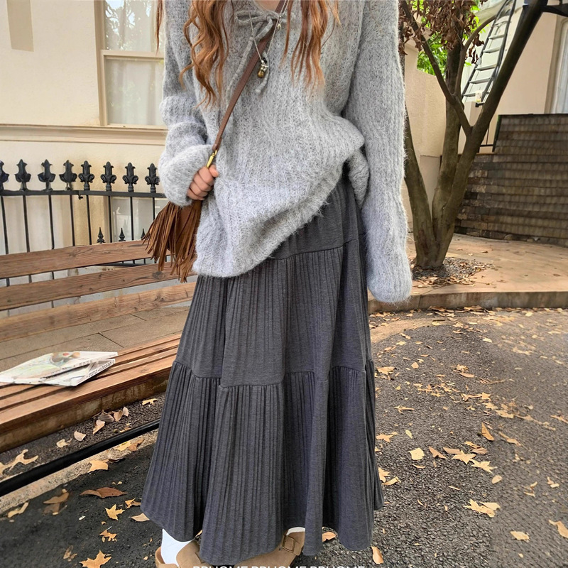 Accordion Pleated Long Skirt Autumn and Winter Women's Full Skirt Umbrella Skirt A-Line Long Skirt Cake Three-Layer Splicing 7 Colors Cross-Border Accordion Pleated Long Skirt Autumn and Winter Women's Full Skirt Umbrella Skirt A-Line Long Skirt Cake Three-Layer Splicing 7 Colors Cross-Border