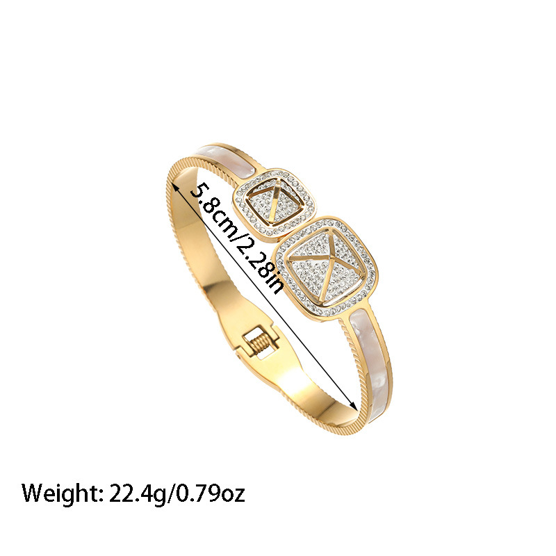 29g Weight Bangle Classification Titanium Steel Chain Material 1 Piece Quantity Holiday, Party Occasion Titanium Steel Material Geometric Pattern 2025 Spring and Summer Season Women's Gender Plating Design Elegant, Glam Style Elegant Glam Geometric Titanium Steel Bangle In Bulk 6