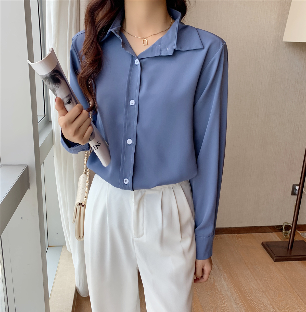 retro temperament long-sleeved shirt Nihaostyles wholesale clothing vendor NSFYF76638