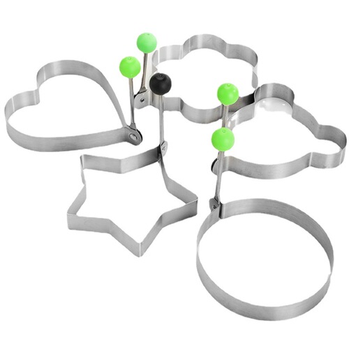 Stainless steel breakfast egg pan with handle, heart-shaped baking mold, cartoon creative kitchen DIY mold