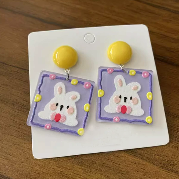 Purple square white rabbit model