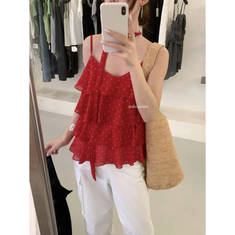 Ruoxin Seaside Resort Style Floral V-Neck Camisole for Women 2026 New Summer Design with Ruffles Is Absolutely Beautiful Ruoxin Seaside Resort Style Floral V-Neck Camisole for Women 2026 New Summer Design with Ruffles Is Absolutely Beautiful