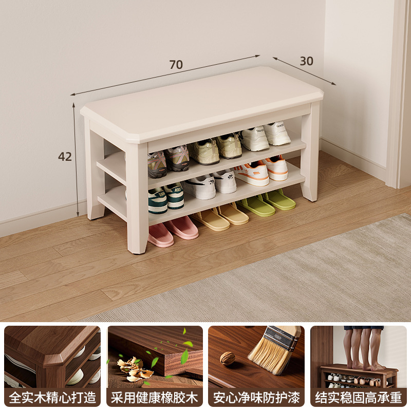 Estante de zapatos de madera maciza multicapa puerta doméstica taburete de zapatos de cambio de puerta 2025 nuevo gabinete de zapatos interior sin instalación integral