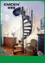 深圳意美登美式工业风钢木旋转楼梯定制