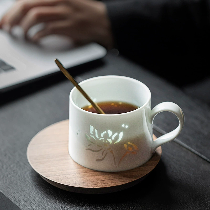 2025 Новый керамический кофейный cup Jingdezhen Новый китайский стиль Изящная керамическая чашка для кофе кружка отель подарок