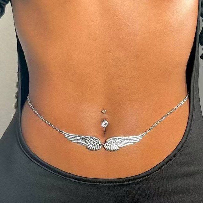 歐美跨境腰鏈飾品 夜店性感翅膀流蘇腰鏈女身體鏈Waist chain