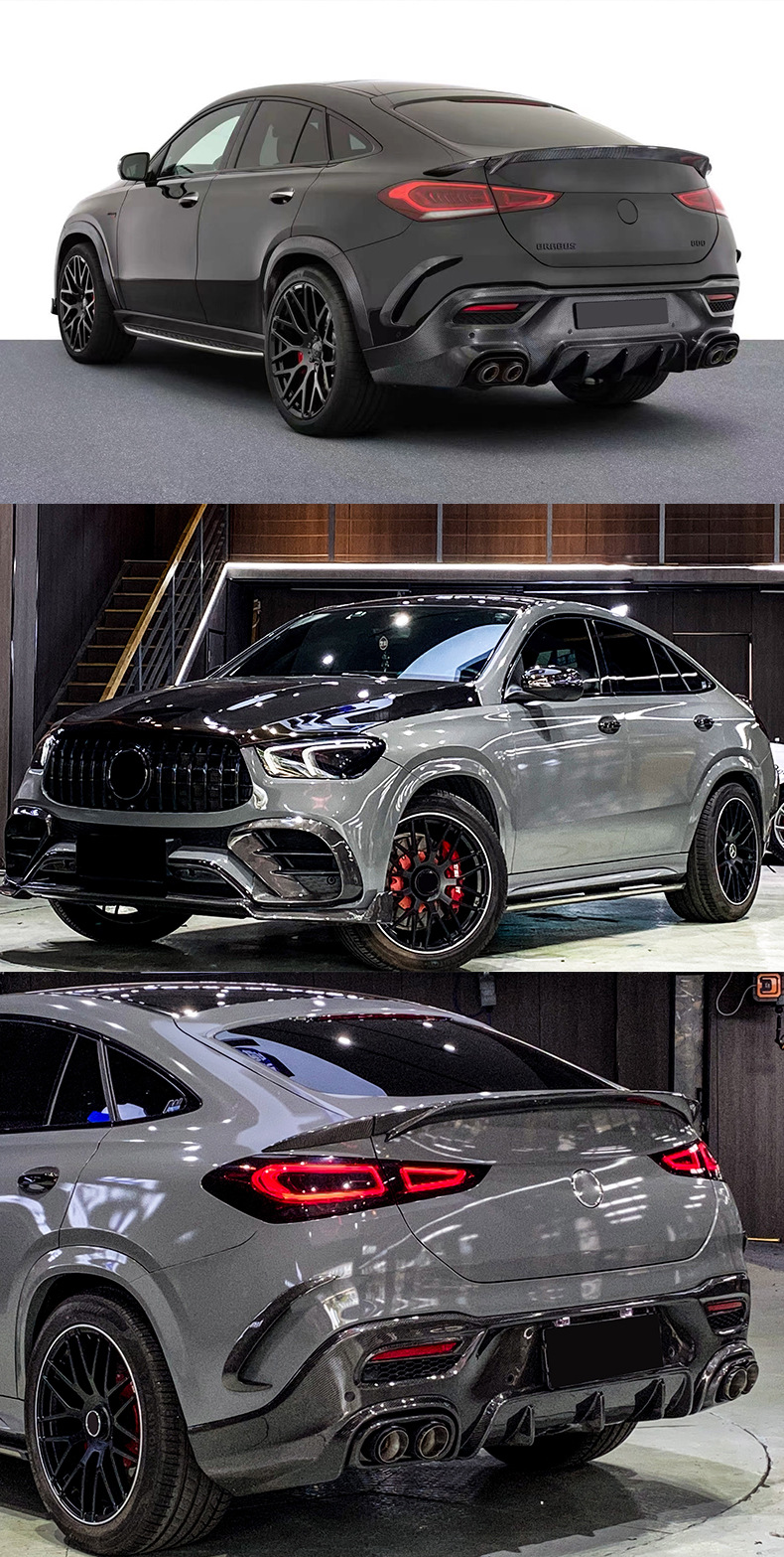 Suitable for Mercedes-Benz Gle53 450 Modified Carbon Fiber Front Lip Air Vent Grille Wheel Eyebrow Rear Lip Rear Wing Air Knife 20-23