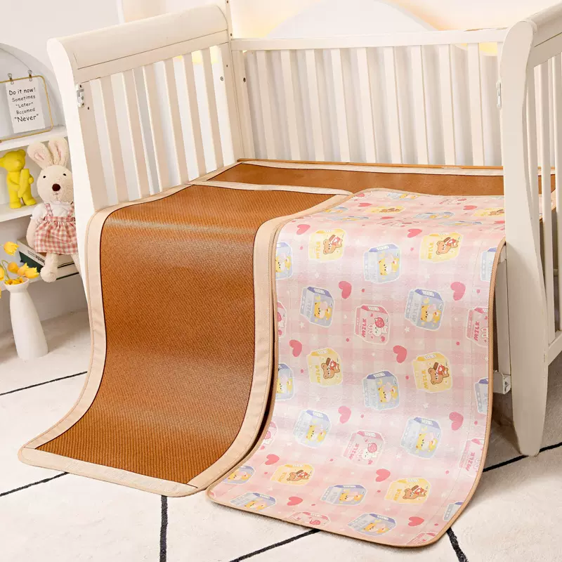 童席双面两用冰丝藤席2025可爱卡通图案午睡夏季宝宝藤席