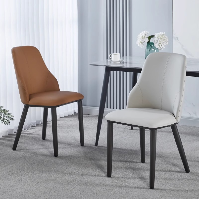 Silla de comedor de estilo italiano para uso doméstico, silla sencilla con respaldo de cuero, estilo nórdico para reuniones, mesa y silla de restaurante de hotel con respaldo alto.