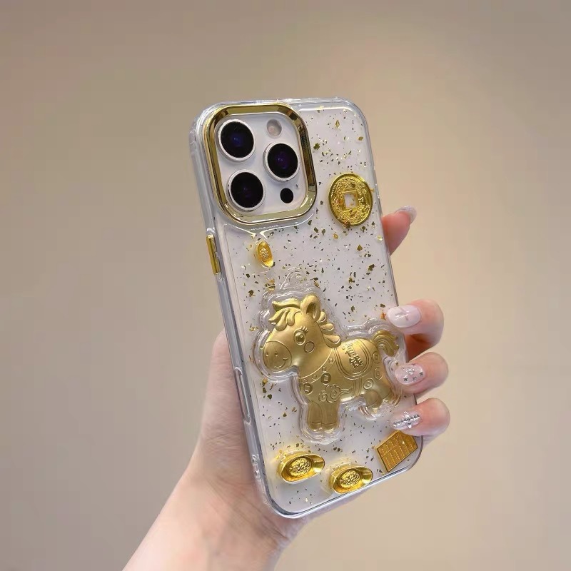 New Year's Wish for Everything to Go Well, Suitable for Iphone17 Glue Phone Case, Transparent New 16 Apple Max Protective Cover