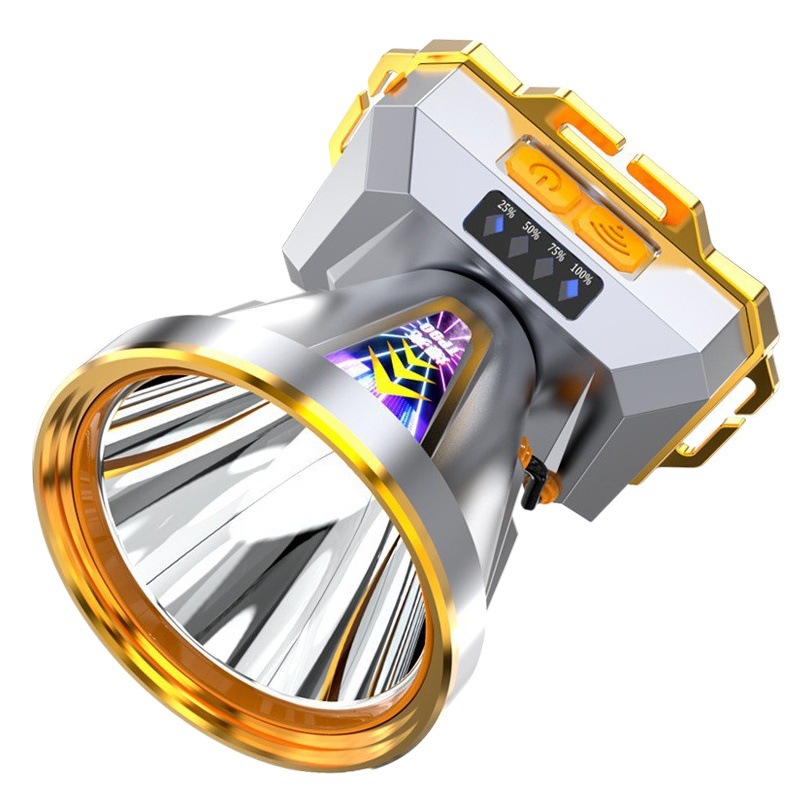 Faro de luz fuerte al aire libre gran luz Taza LED montado en la cabeza recargable lámpara de minero de pesca nocturna súper brillante linterna de sonda de Faro de inducción