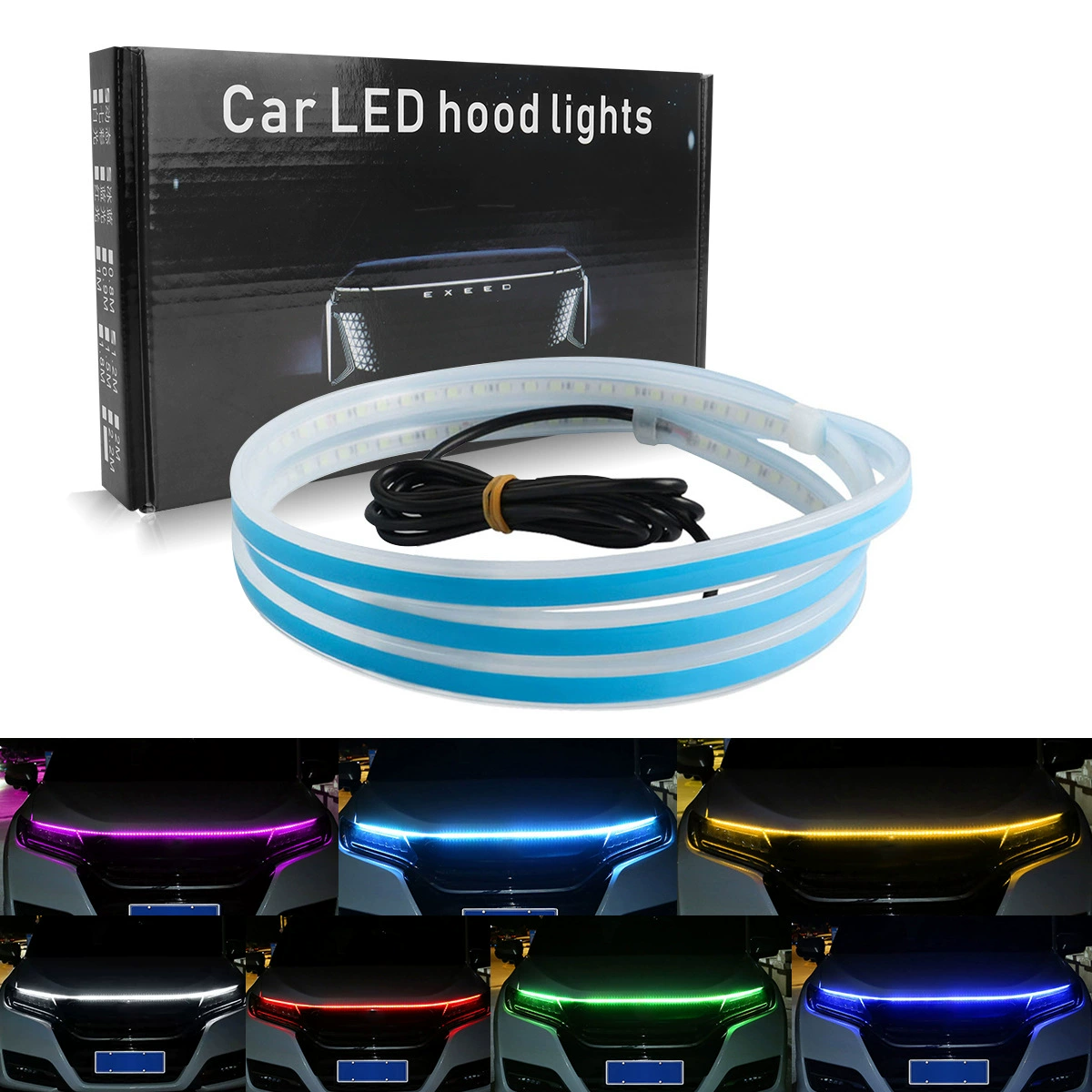 Трансграничный подсветка запуска сканирования дневной свет автомобиля динамический светодиодный ультра световой крышка световой полосы переднего капота