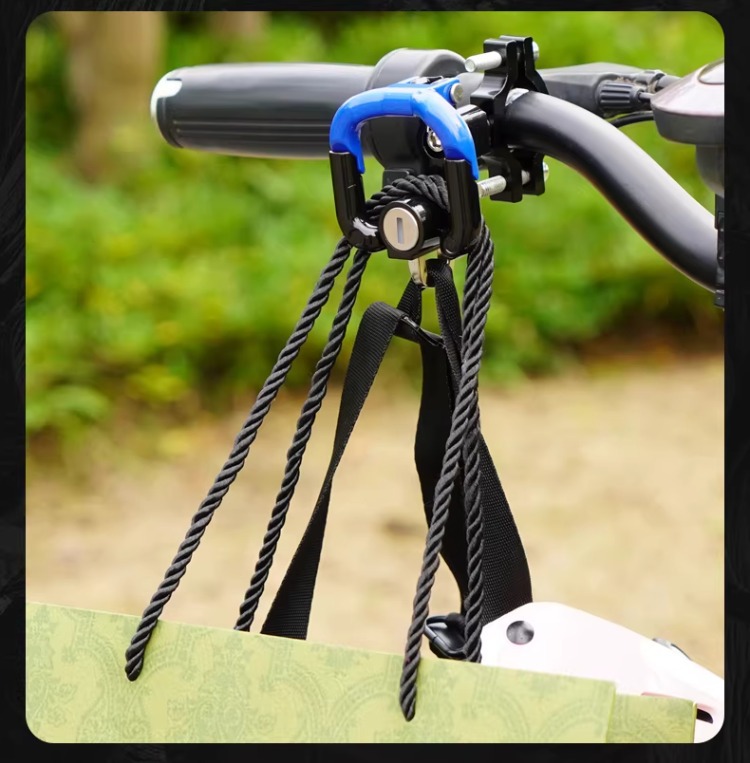 Universal Front-Mounted Hook for Electric Bikes, Motorcycles, and Scooters, No-Drill Required, for Hanging Delivery Helmets