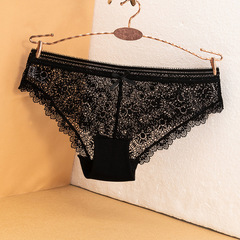 性感蕾絲內褲女中低腰透氣火辣公主誘惑網紗鏤空三角褲直播款