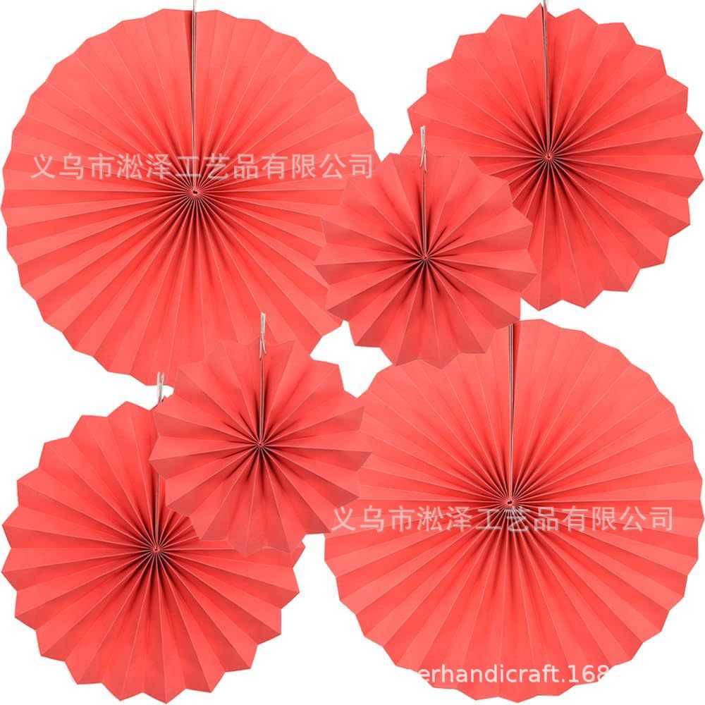 6 un conjunto de ventilador de papel redondo de origami flores festivas decoración de ventanas de bodas de cumpleaños pared de fondo DIY set