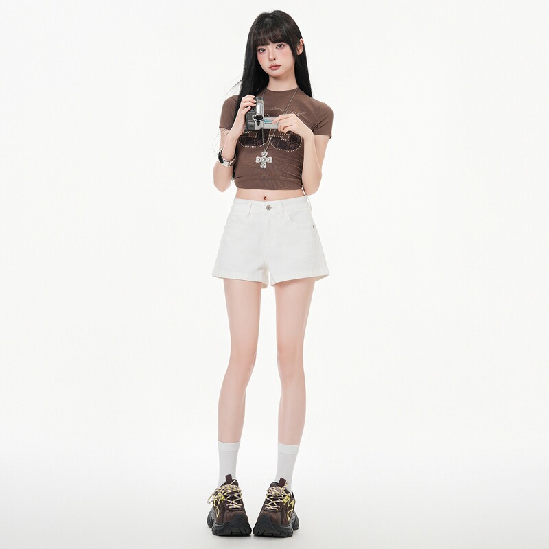 Cross-Border Wholesale White Denim Shorts for Women 2026 Summer New Low-Waist Slimming Loose Casual A-Line Hot Pants