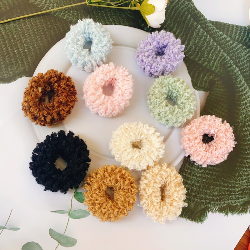 New Hot Sale Solid Color Lamb Hair Band Headwear High Elastic High-end Feeling Super Soft and All-match Women's Rubber Band