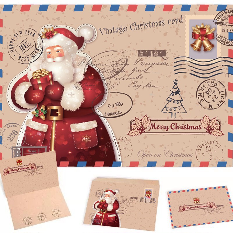 클래식 산타 클로스 (세트 1 인사말 카드 + 1 카드)