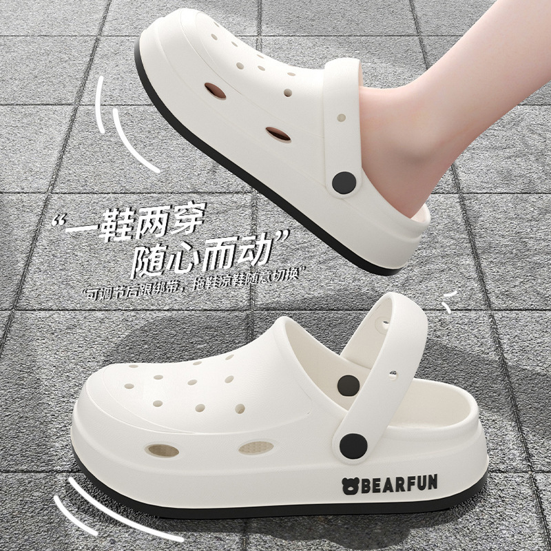 2024 New Croc Shoes for Men, Summer Couples, Outdoor Wear, Home Use, Non-Slip Beach Toe-Toe Two-Wear Sandals for Women