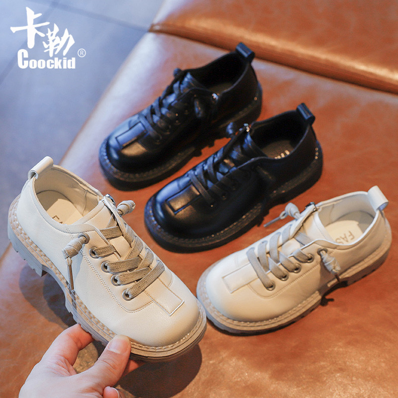 Boys' leather shoes 2021 spring new girl...