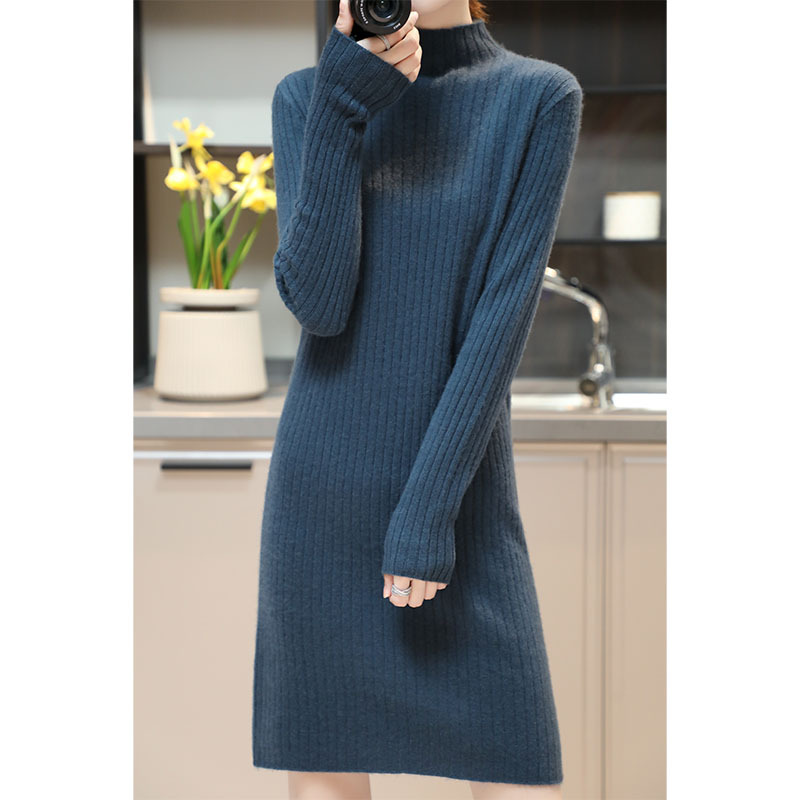 Demi-season cashmere long skirt
