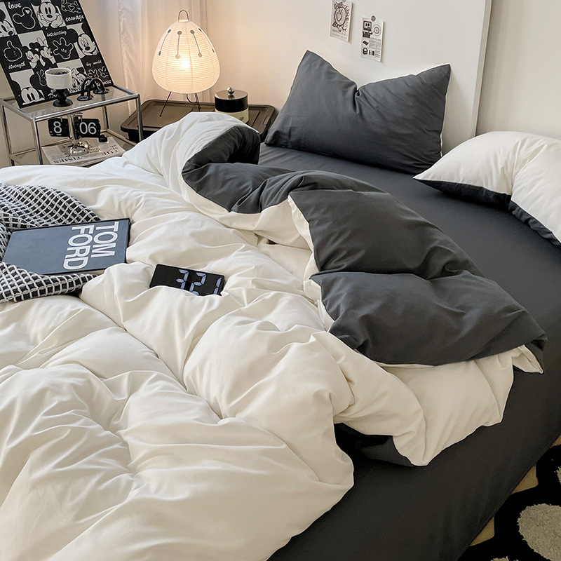 Class a Ins Style Brushed Four-Piece Bedding Set, Student Dormitory Pure Cotton Three-Piece Set, Fitted Sheet for Bed Use