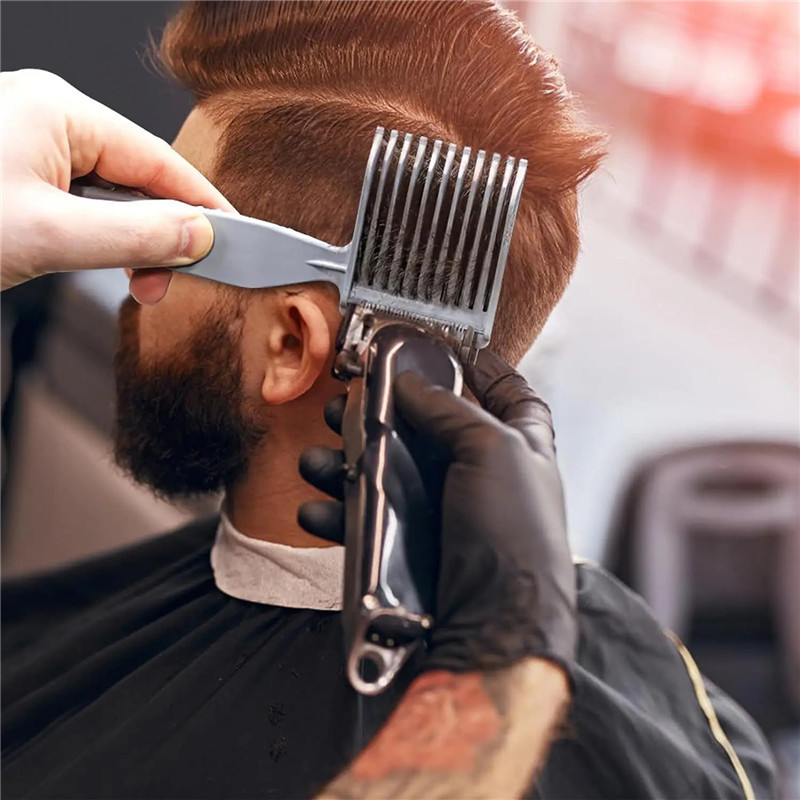 Grzebienie Barber Fade dla mężczyzn z gradacją włosów, olejkiem, zaciskiem, długą rączką, grzebień ścinający_voghion.com