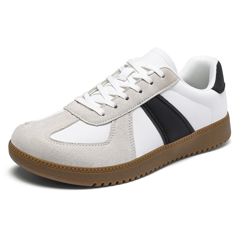 Giày sneaker da lì phối lưới form rộng mũi tròn, đế cao 3–5 cm, dây buộc, unisex — Trắng đen, Xám trắng, đen