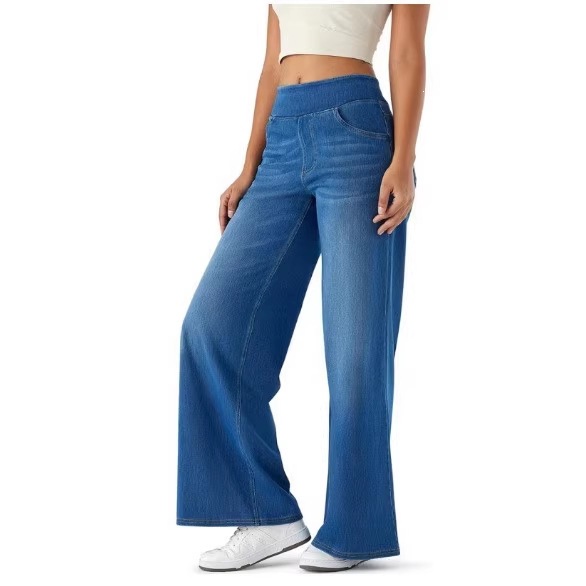 Jeans de Mujer de Pierna Ancha en Denim de Algodón, Corte Relajado image 3