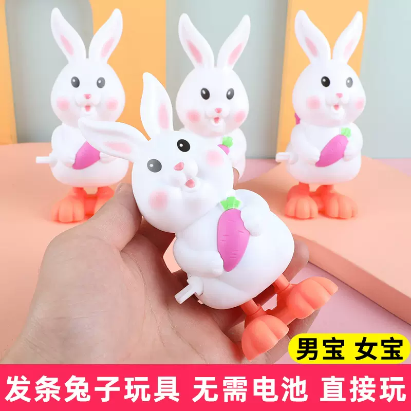 发条玩具蹦跳长耳兔仿真动物婴幼儿玩具可爱益智宝宝学爬地摊批发