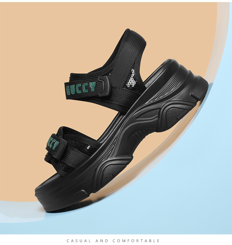 Giày sneaker nữ đế dày phong cách La Mã mùa hè 2026 thoáng khí tăng chiều cao — 1611 Xanh lá cây, 1611 Da đen chi tiết 5