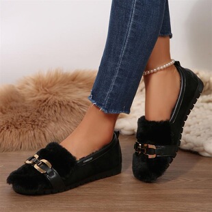 T 21416 Winter Rabbit Fur Slip-On Shoes ëëЬ �W���羳