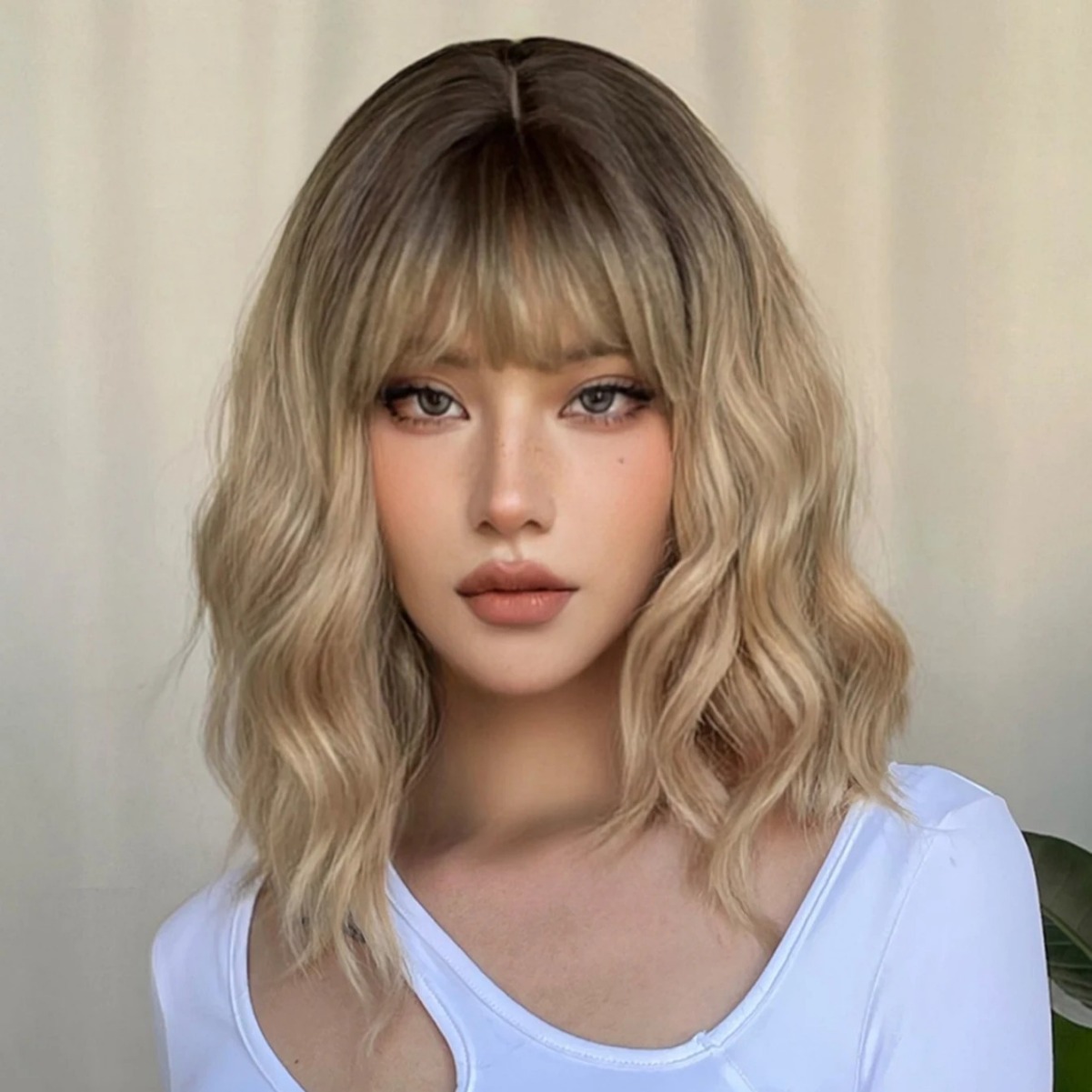 Unisex gradient short curly hair bangs wig headpiece Short Wig chemical fiber mechanism headpiece_voghion.com