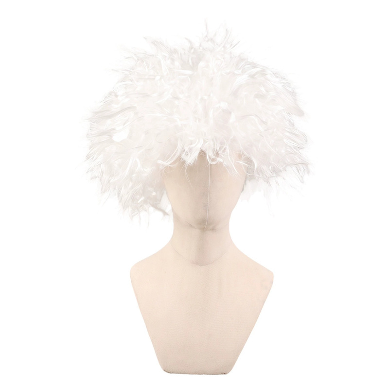 Pure white afro wig for Halloween scientist Einstein party costume, fluffy frizzy style, European and American style