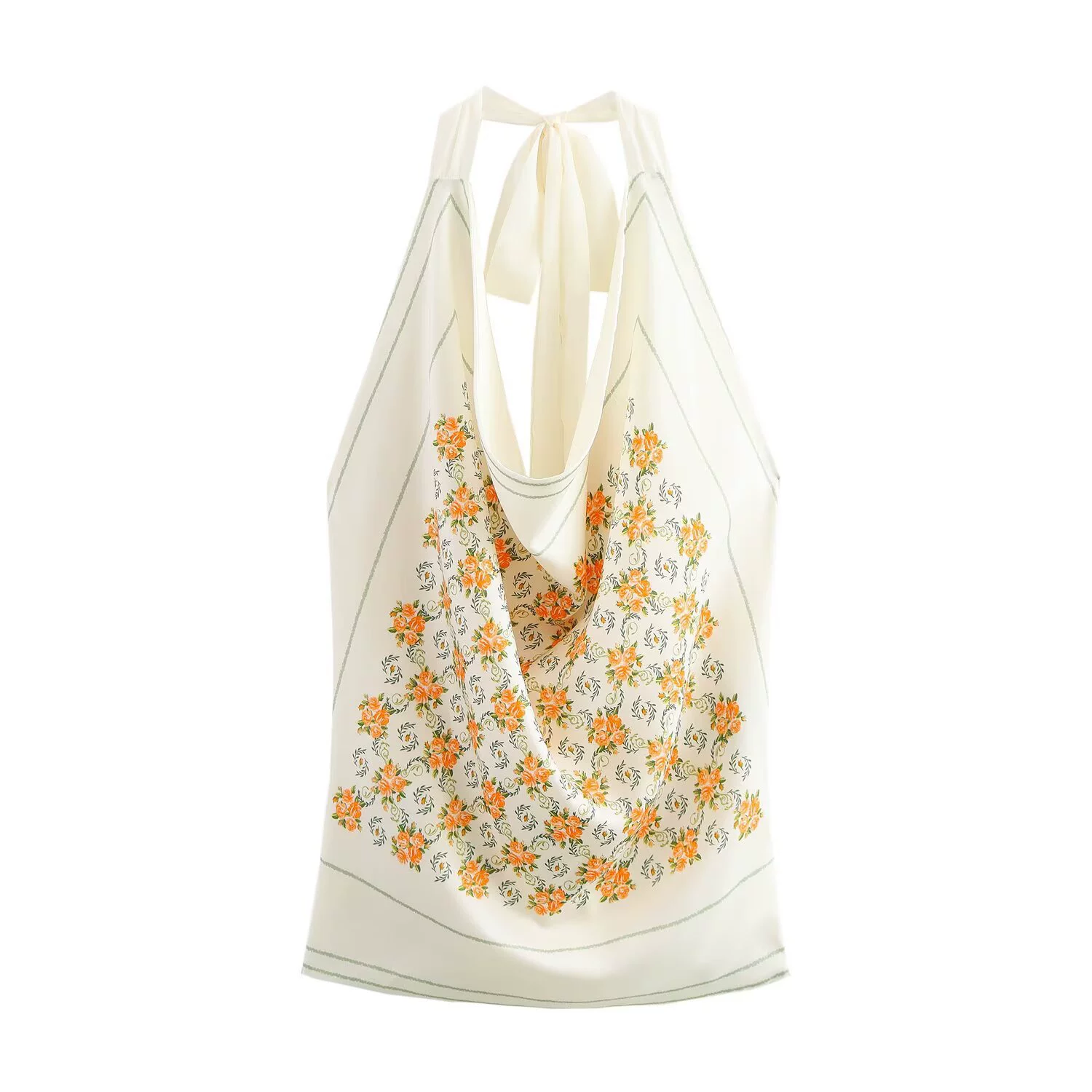 PB & ZA Женская весна 2025 новая мода шелковая атласная текстура с принтом блузки с бантом 2639915