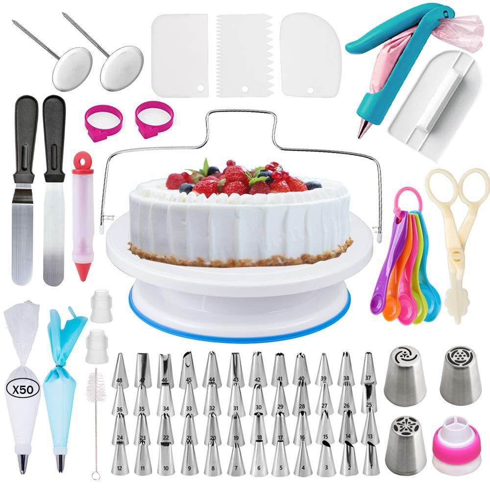 170 Pieces Set Cake Turntable Suit Butter Knife Decorating Nozzle DIY Baking Tool