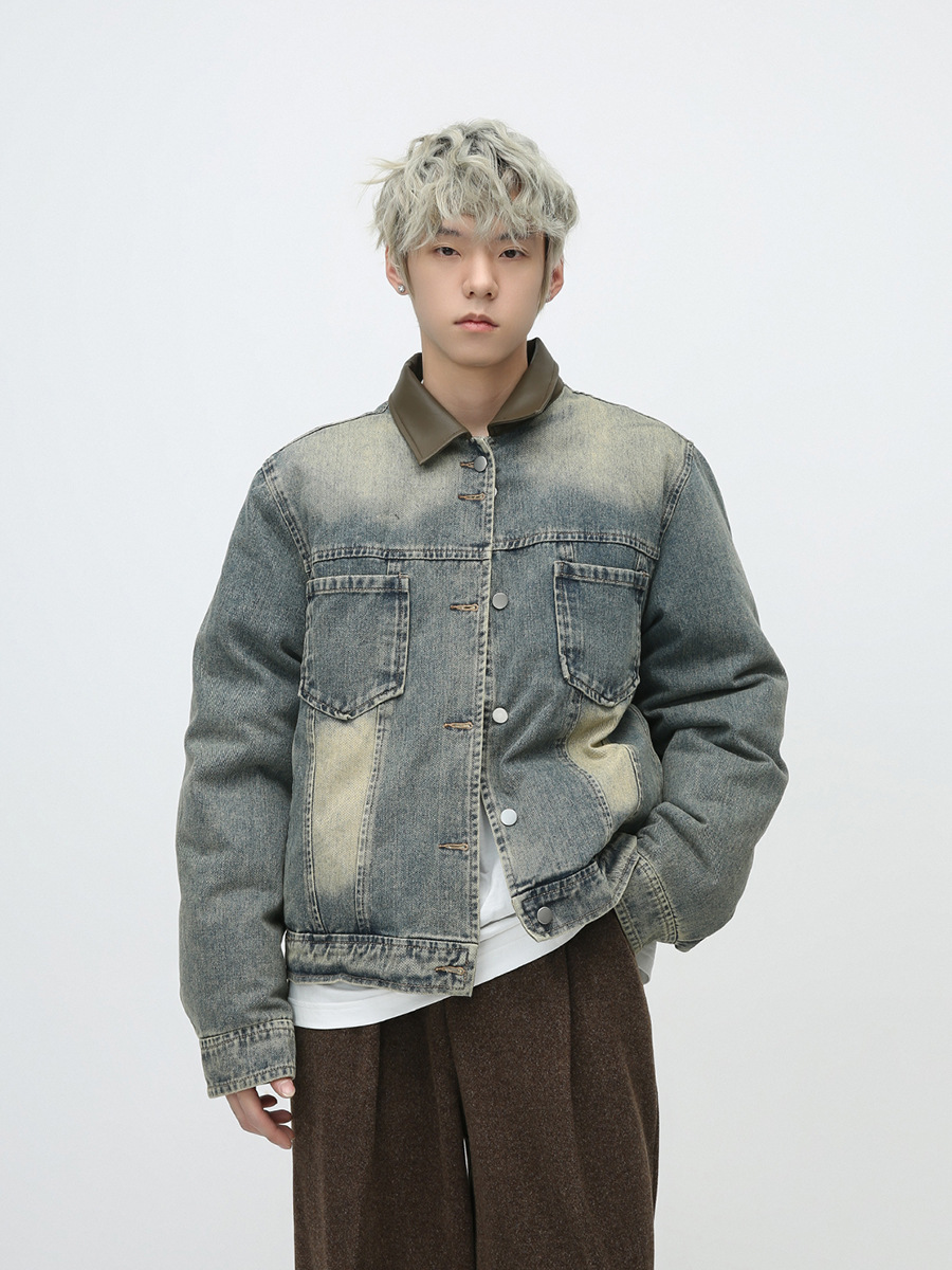 Mtlclothes ropa de Hombre | 2023 invierno nuevo retro suelta patchwork solapa pareja abajo chaqueta hombres