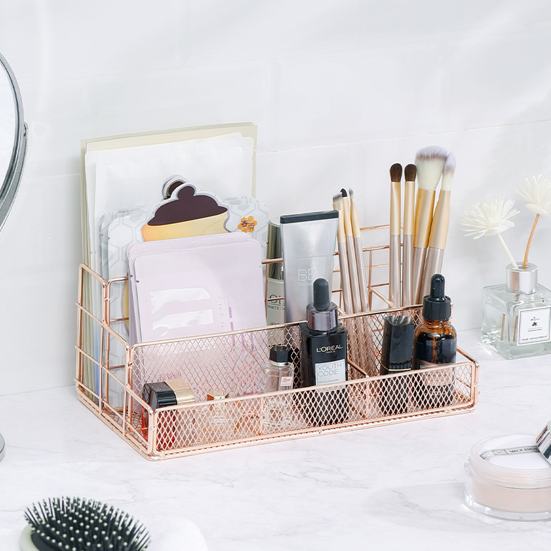 (2개) 북유럽 데스크톱 파티션 금속 파일 프레임 사무용품 다기능 스토리지 화장품 데이터 문구 파일 프레임