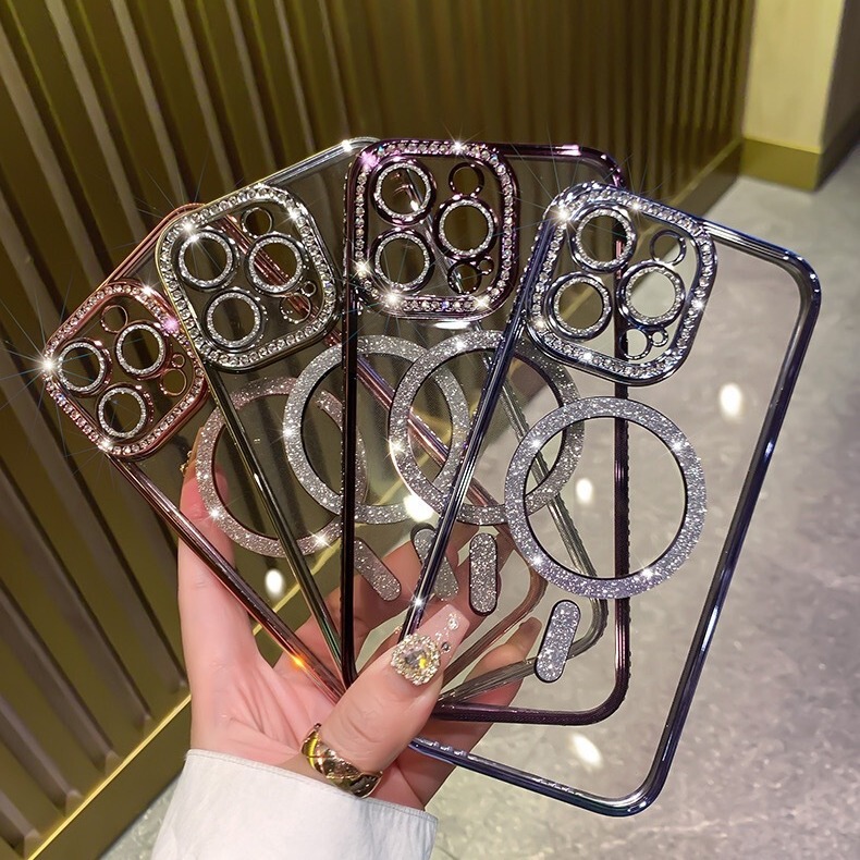 Glitter Magnetic Wireless Charging Case Suitable for Apple 18Promax New Model Iphone17/15/11 Transparent