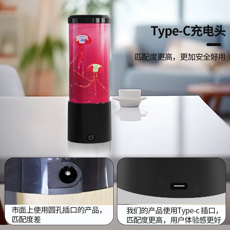 Ventas calientes LED medusa lámpara usb colorida luz de atmósfera creativa luz de noche silenciosa decoración de escritorio lámpara pequeña lámpara de mesa