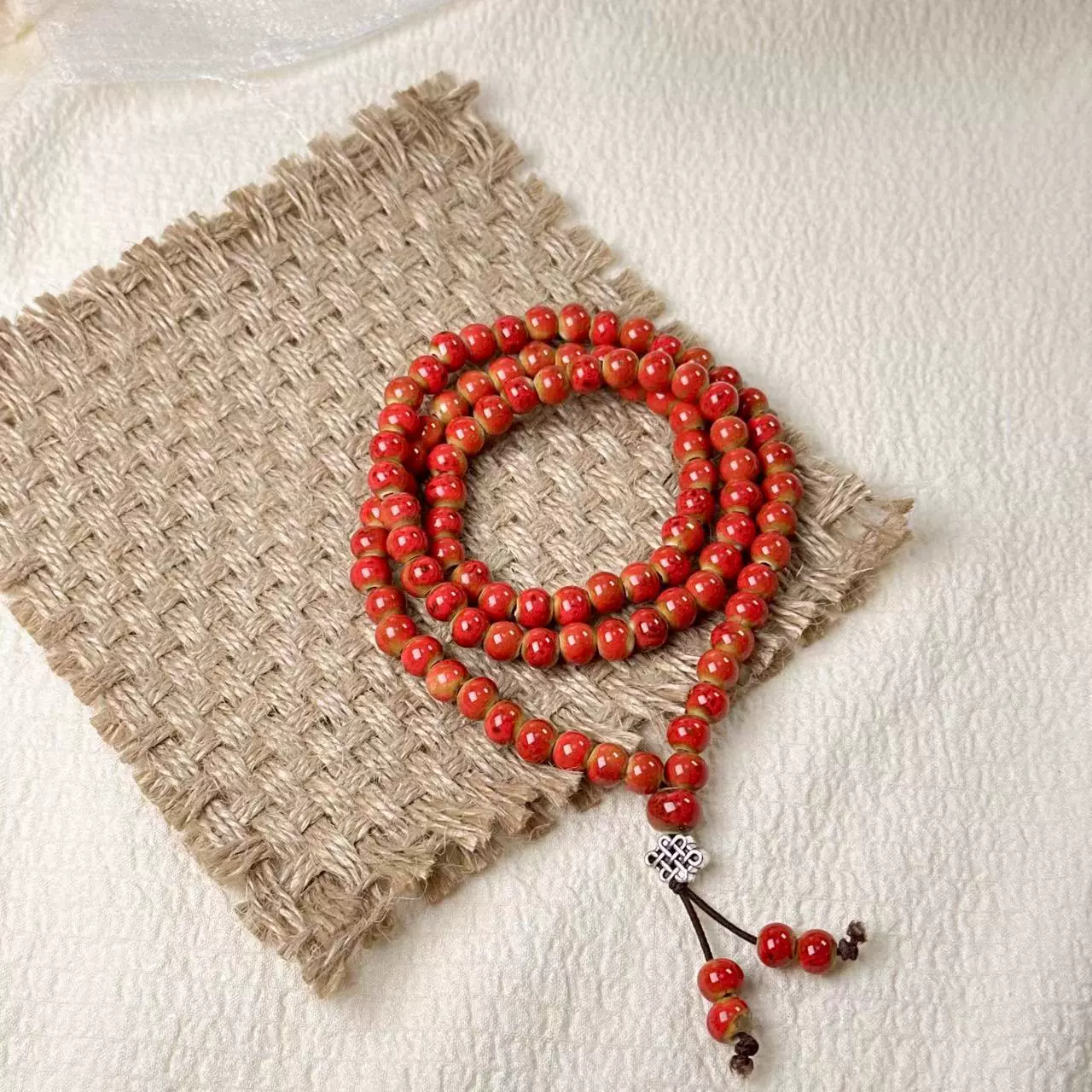 Посуды из Jingdezhen любовь к керамике национальная традиция Ceramic three-ring necklace stack с браслетом 108 бусин однотонная серия