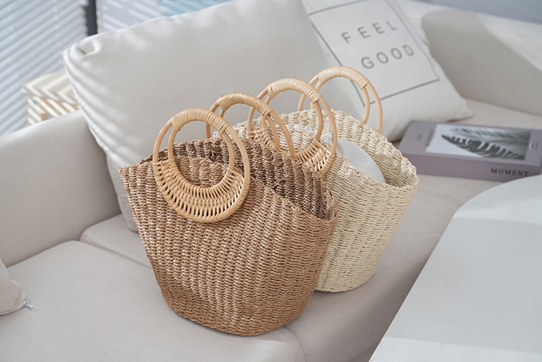 100g Weight String Closure Type Ring Handle Strap Type Straw Bag Bags Type Casual Occasion Paper Material Solid Color Pattern Spring&Summer Season Women's Gender Vacation Style Shell Shape Women's Paper Solid Color Vacation Shell String Straw Bag 7