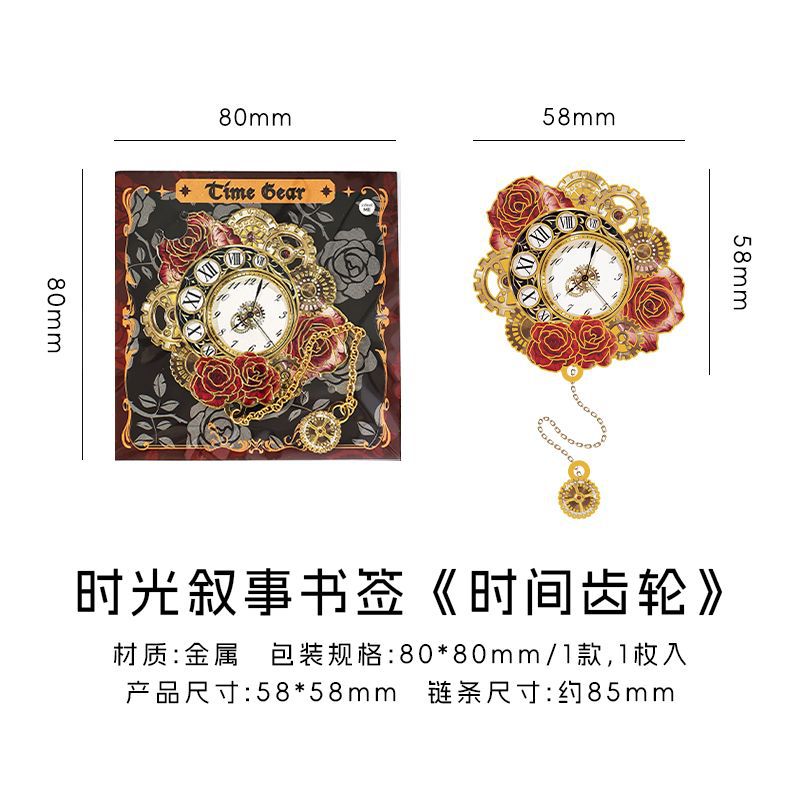 Infeel.me marcador de metal, narración de tiempo, reloj original, marcador de tema de rosa, marcador de lectura de estudiante