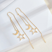 新款潮小众设计星星月亮耳线网红长款耳环女气质流苏时尚显瘦耳饰