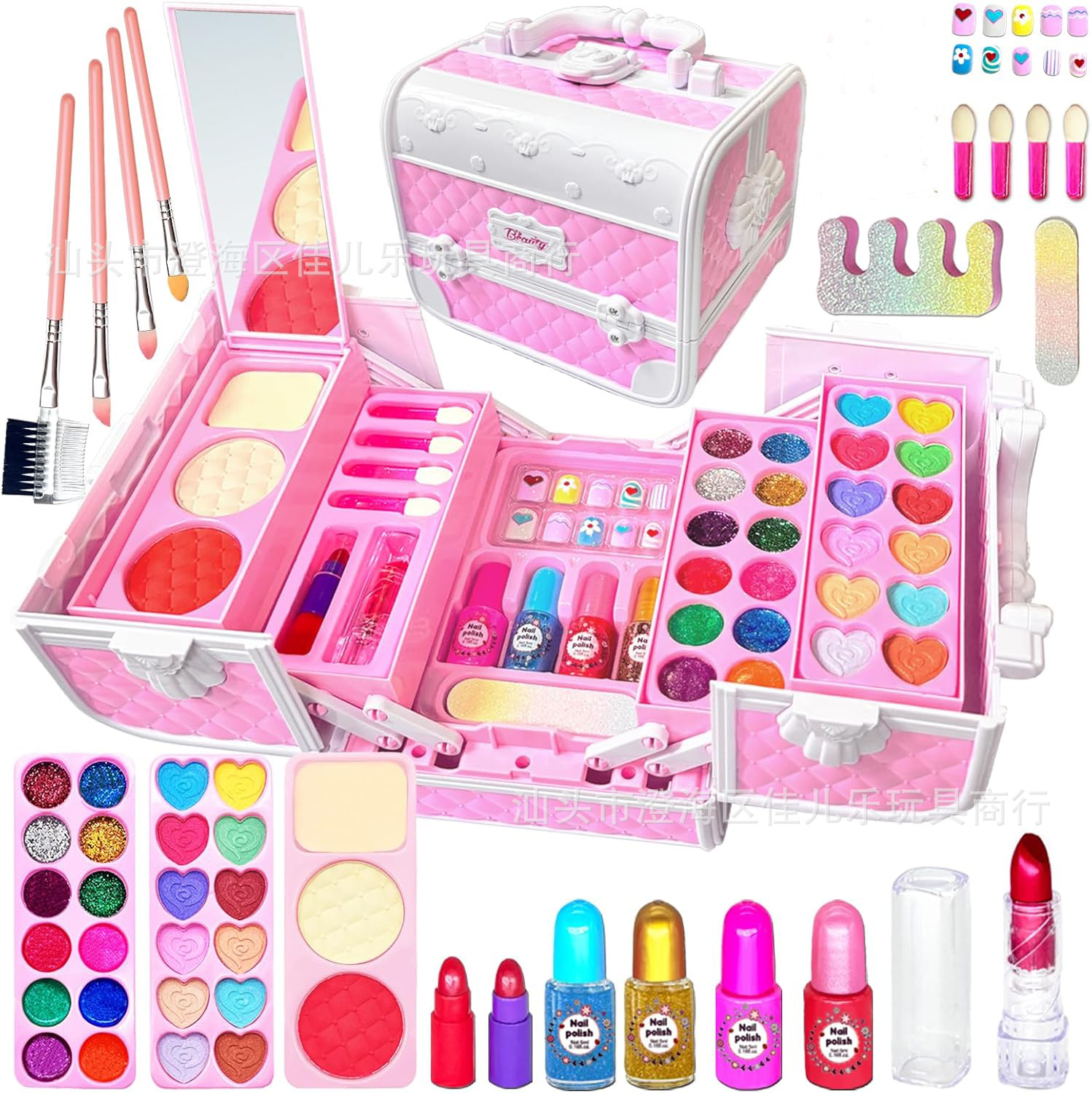 Cross-Border Children's Makeup Toys Girls Cosmetics Play House Portable Princess Eye Shadow Lipstick Manicure Set Gift