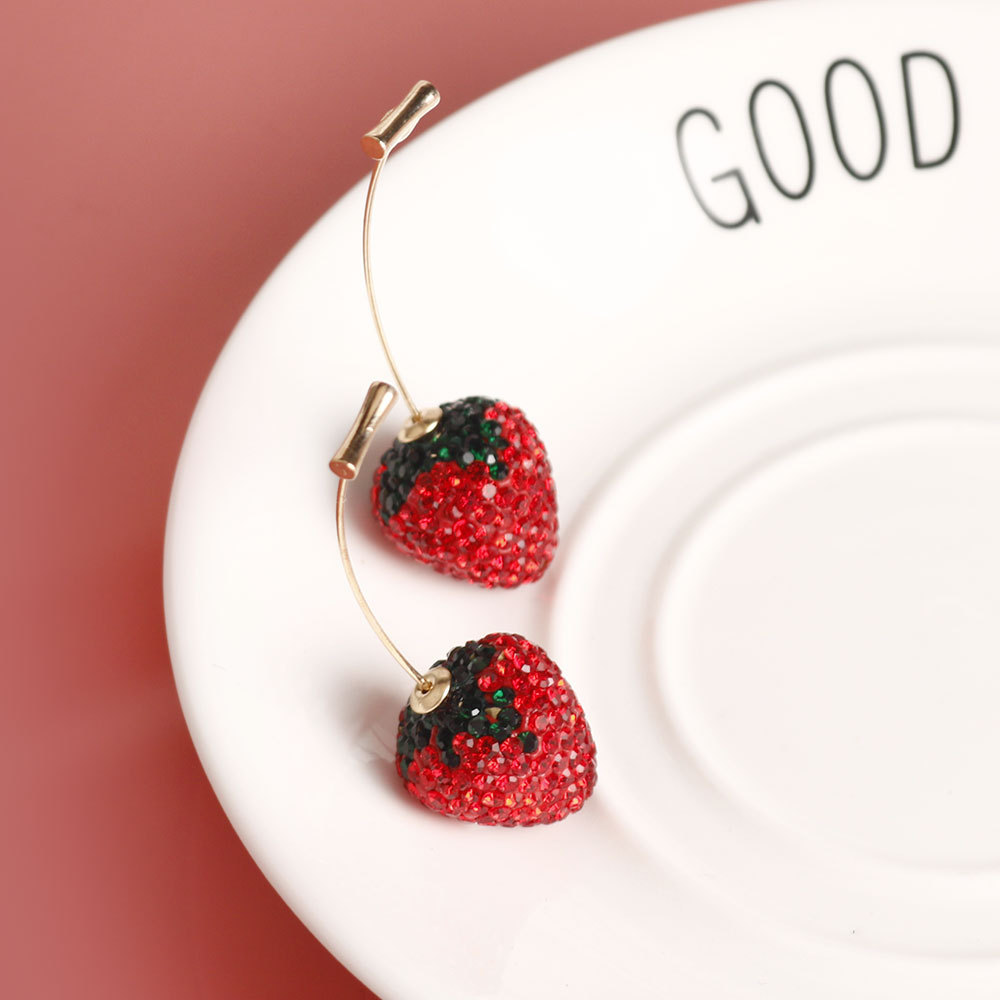 12g Weight Alloy Ear Needle Material Ear Studs Classification 1 Pair Quantity Holiday, Tea Party Occasion Zinc alloy Material Strawberry Pattern All Seasons Season Women's Gender Plating Design Sweet, Simple Style Style 1 Pair Sweet Simple Style Strawberry Plating Zinc Alloy Ear Studs 12