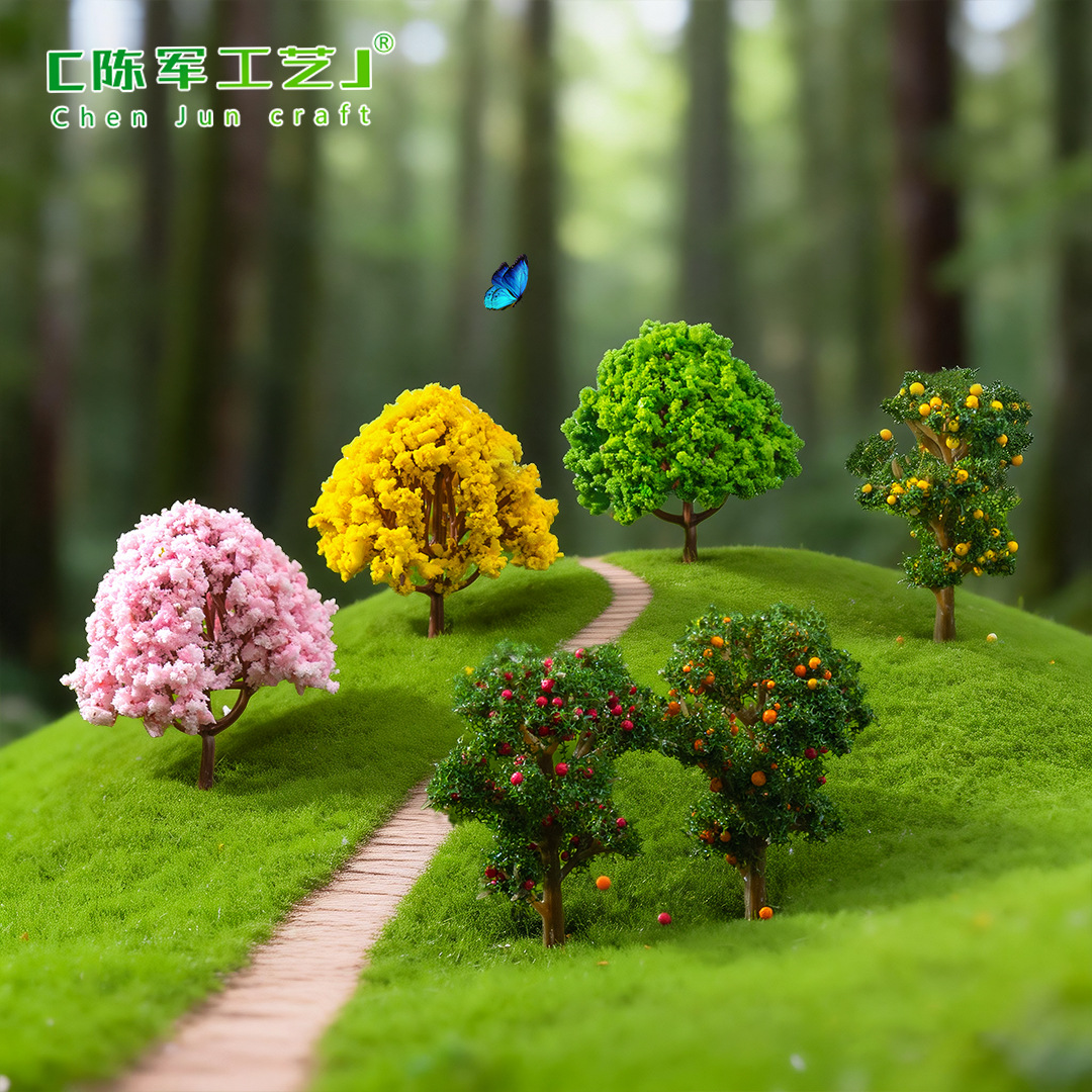 Moss micro landscape ornaments decorative tree simulation tree flower material decorations landscaping flower tree apple tree